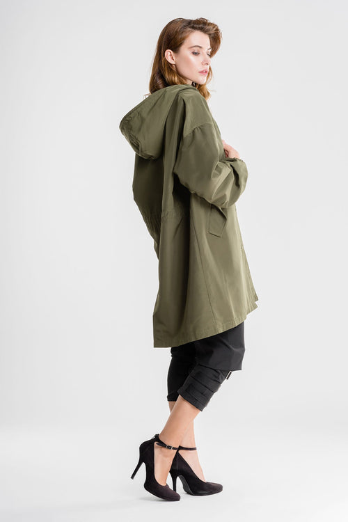 Wasserabweisende Oversized-Windjacke mit Kapuze