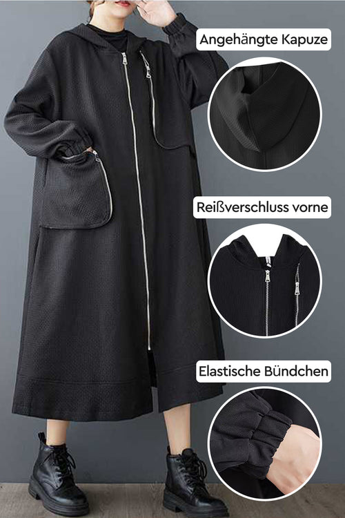 Einheitsgröße für alle langen Oversized-Mäntel mit Reißverschluss