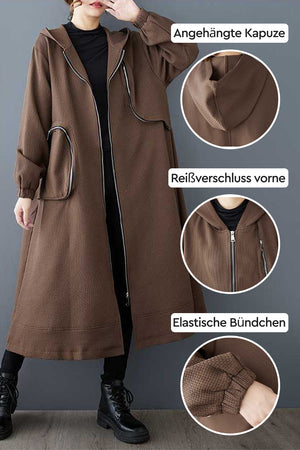 Einheitsgröße für alle langen Oversized-Mäntel mit Reißverschluss